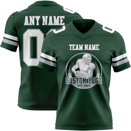 Custom Green White-Gray Mesh Authentic Football Jersey - Sky-Custom