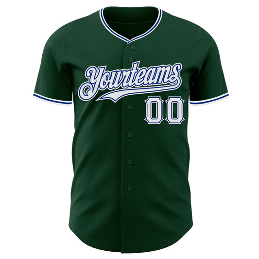 Custom Green White-Royal Authentic Baseball Jersey - Sky-Custom