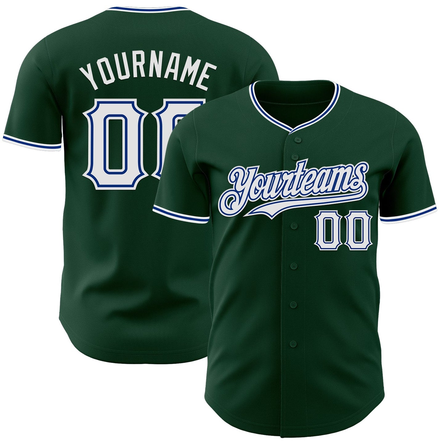 Custom Green White-Royal Authentic Baseball Jersey - Sky-Custom