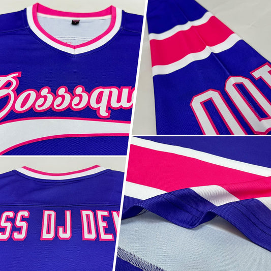 Custom Purple White-Pink Hockey Jersey - Sky-Custom