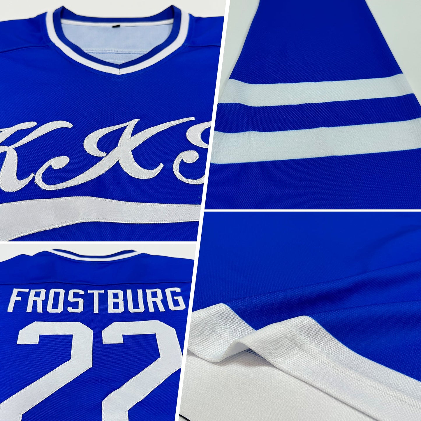 Custom Royal White Hockey Jersey - Sky-Custom
