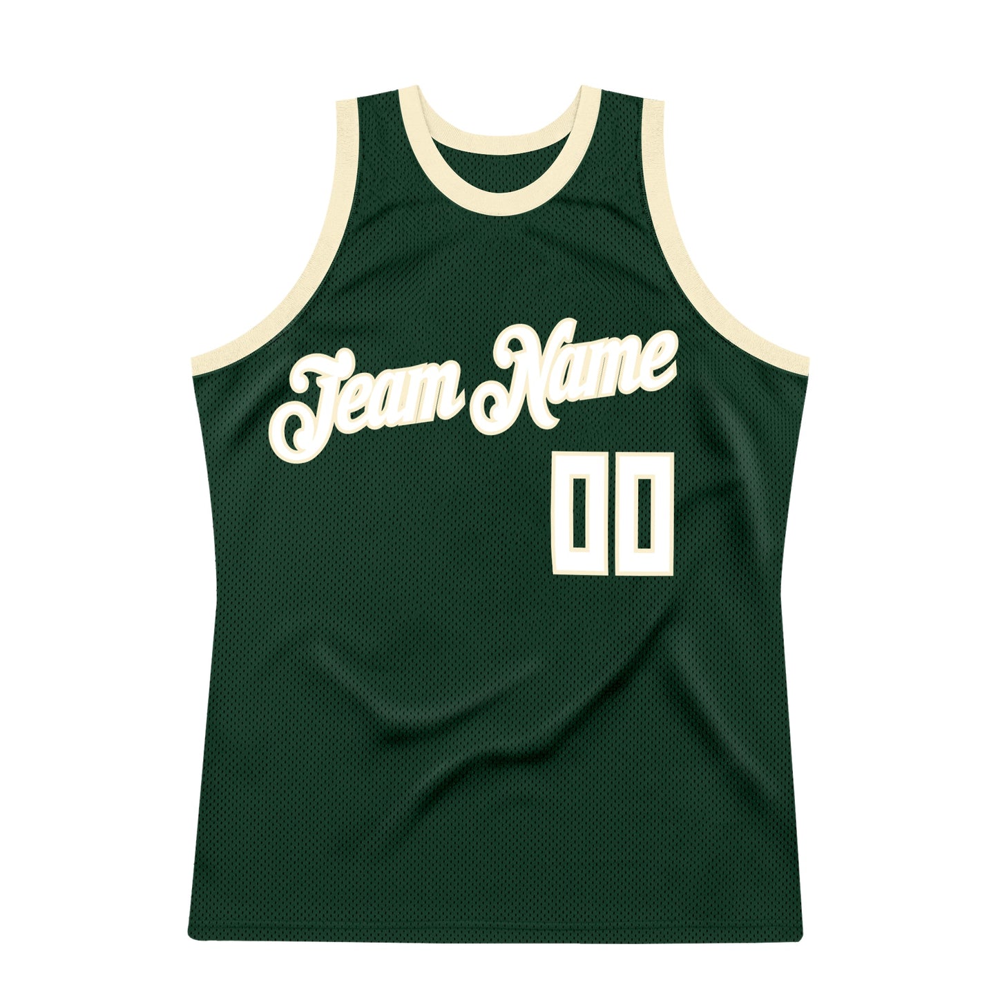 Custom Hunter Green White-Cream Authentic Throwback Basketball Jersey - Sky-Custom