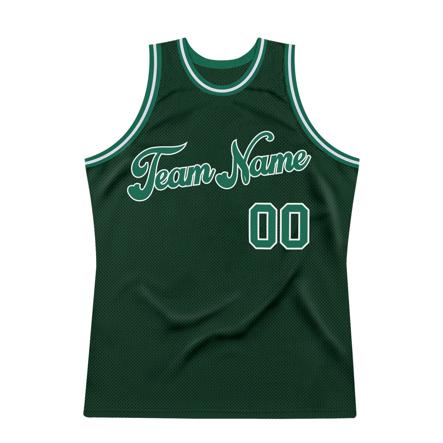 Custom Hunter Green Kelly Green-White Authentic Throwback Basketball Jersey - Sky-Custom