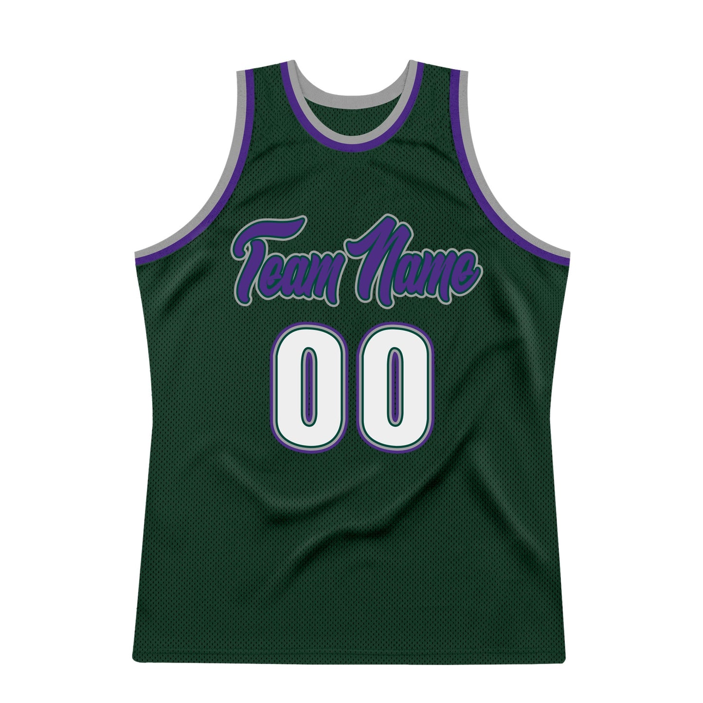 Custom Hunter Green White-Purple Authentic Throwback Basketball Jersey - Sky-Custom