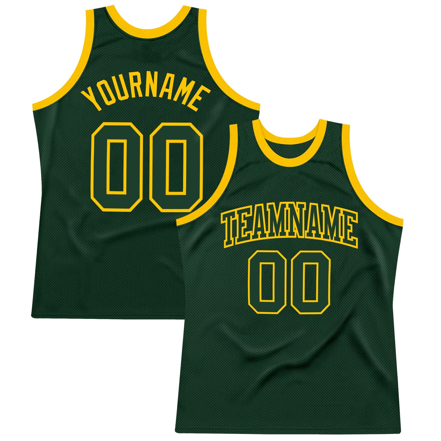 Custom Hunter Green Green-Gold Authentic Throwback Basketball Jersey - Sky-Custom