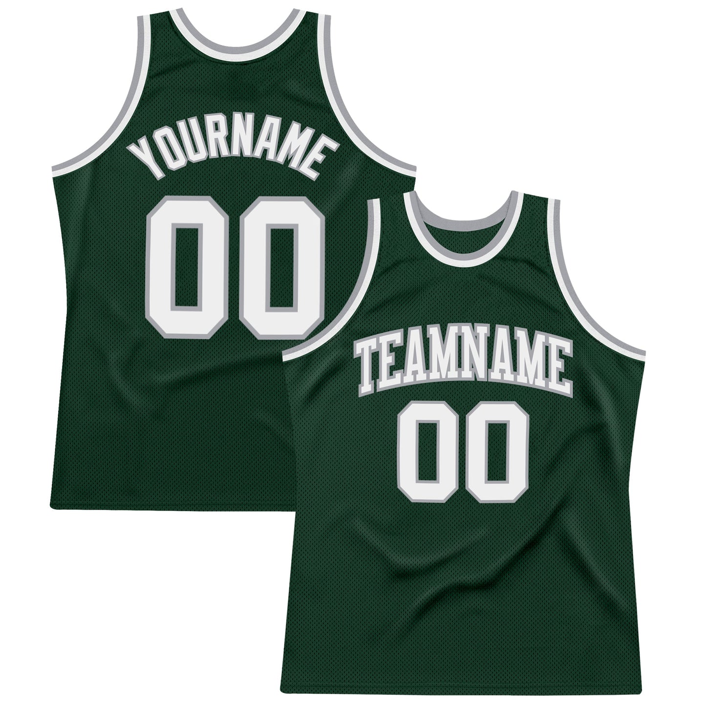 Custom Hunter Green White-Gray Authentic Throwback Basketball Jersey - Sky-Custom