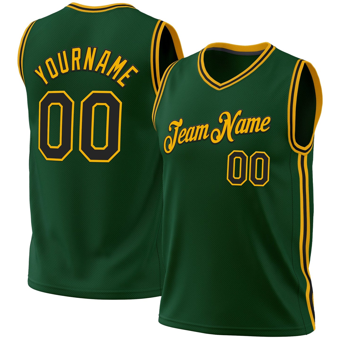 Custom Hunter Green Black-Gold Authentic Throwback Basketball Jersey - Sky-Custom