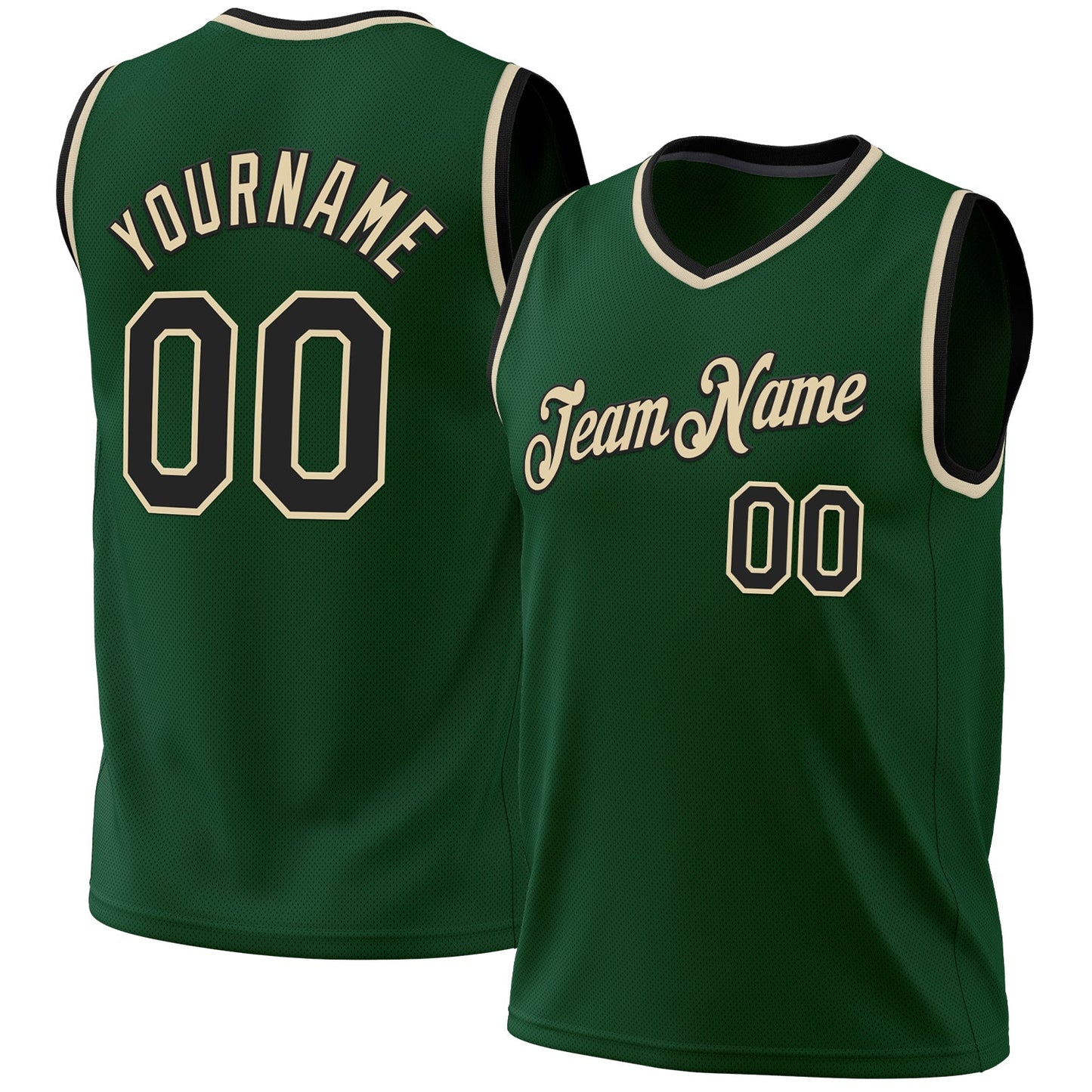 Custom Hunter Green Black-Cream Authentic Throwback Basketball Jersey - Sky-Custom