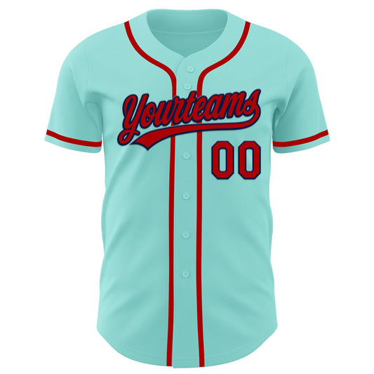 Custom Ice Blue Red-Navy Authentic Baseball Jersey - Sky-Custom