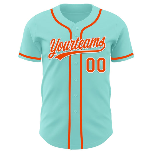 Custom Ice Blue Orange-White Authentic Baseball Jersey - Sky-Custom
