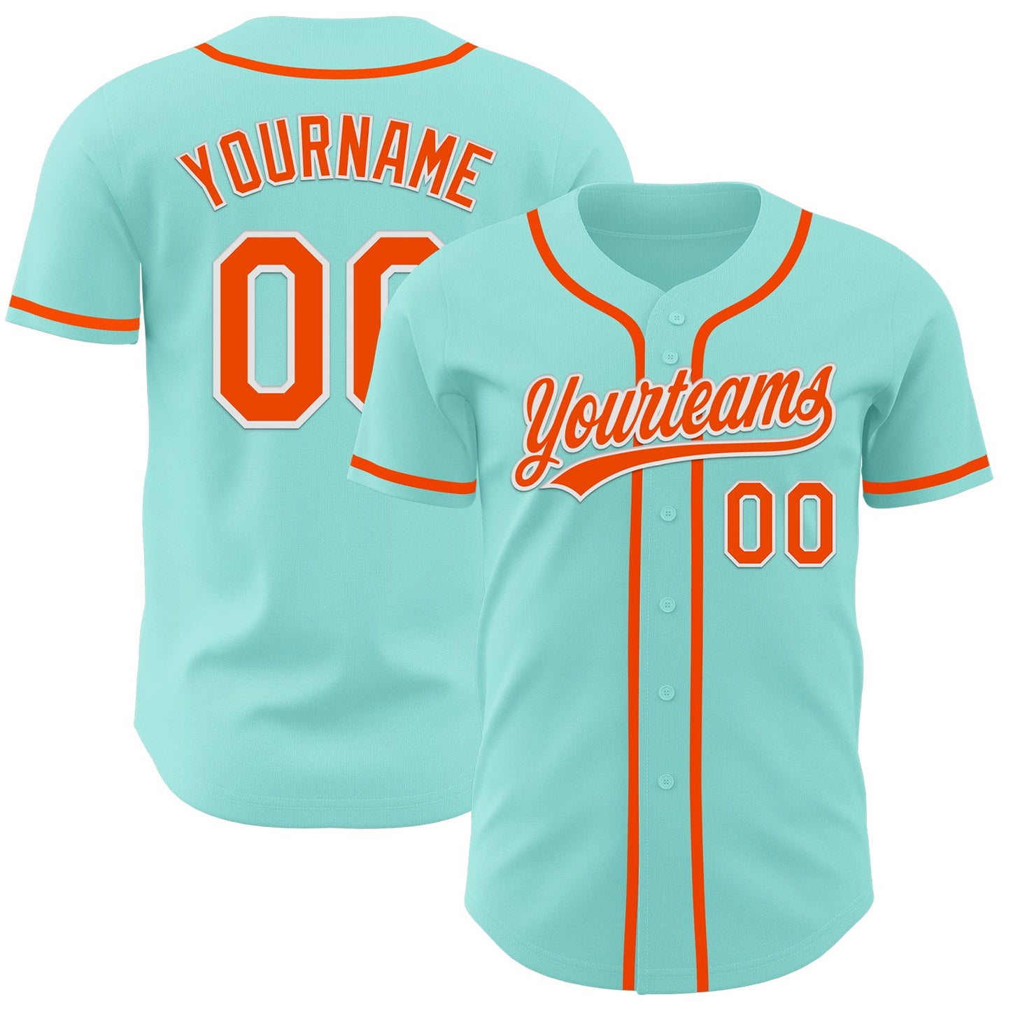 Custom Ice Blue Orange-White Authentic Baseball Jersey - Sky-Custom