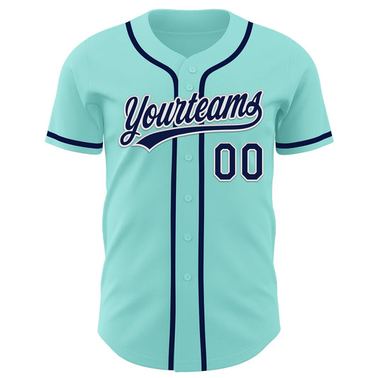 Custom Ice Blue Navy-White Authentic Baseball Jersey - Sky-Custom