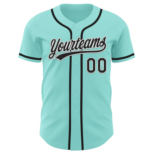 Custom Ice Blue Black-White Authentic Baseball Jersey - Sky-Custom