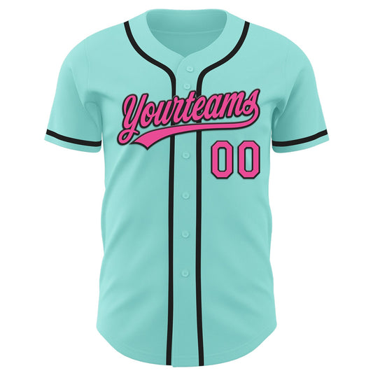Custom Ice Blue Pink-Black Authentic Baseball Jersey - Sky-Custom