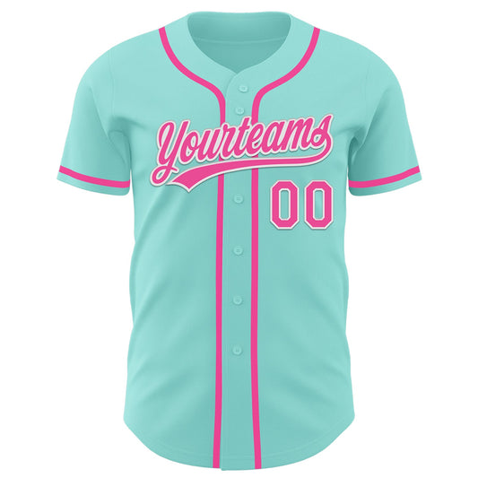 Custom Ice Blue Pink-White Authentic Baseball Jersey - Sky-Custom