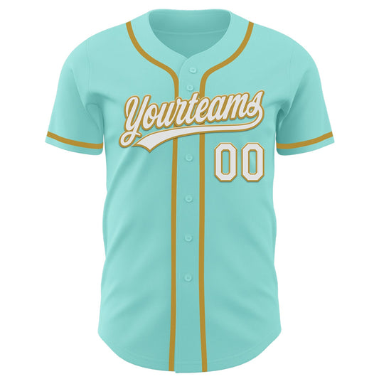 Custom Ice Blue White-Old Gold Authentic Baseball Jersey - Sky-Custom
