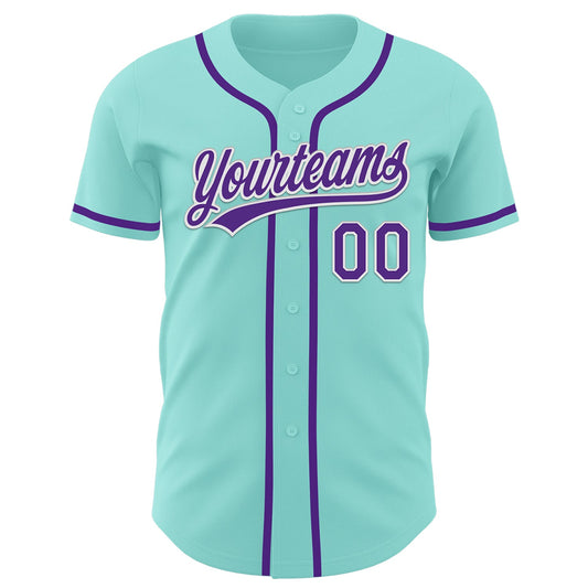 Custom Ice Blue Purple-White Authentic Baseball Jersey - Sky-Custom