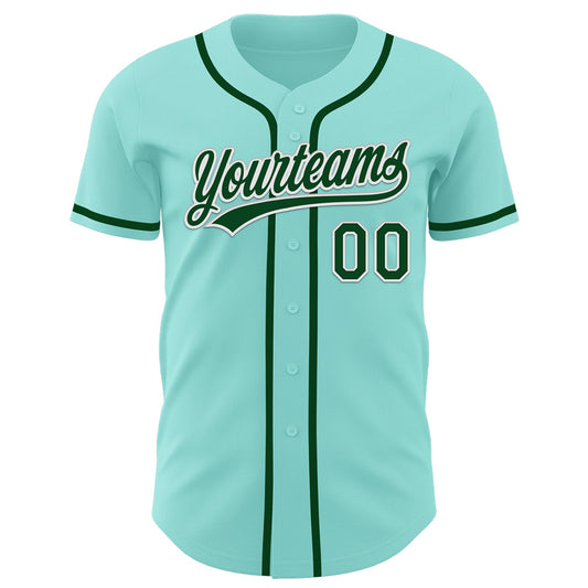 Custom Ice Blue Green-White Authentic Baseball Jersey - Sky-Custom