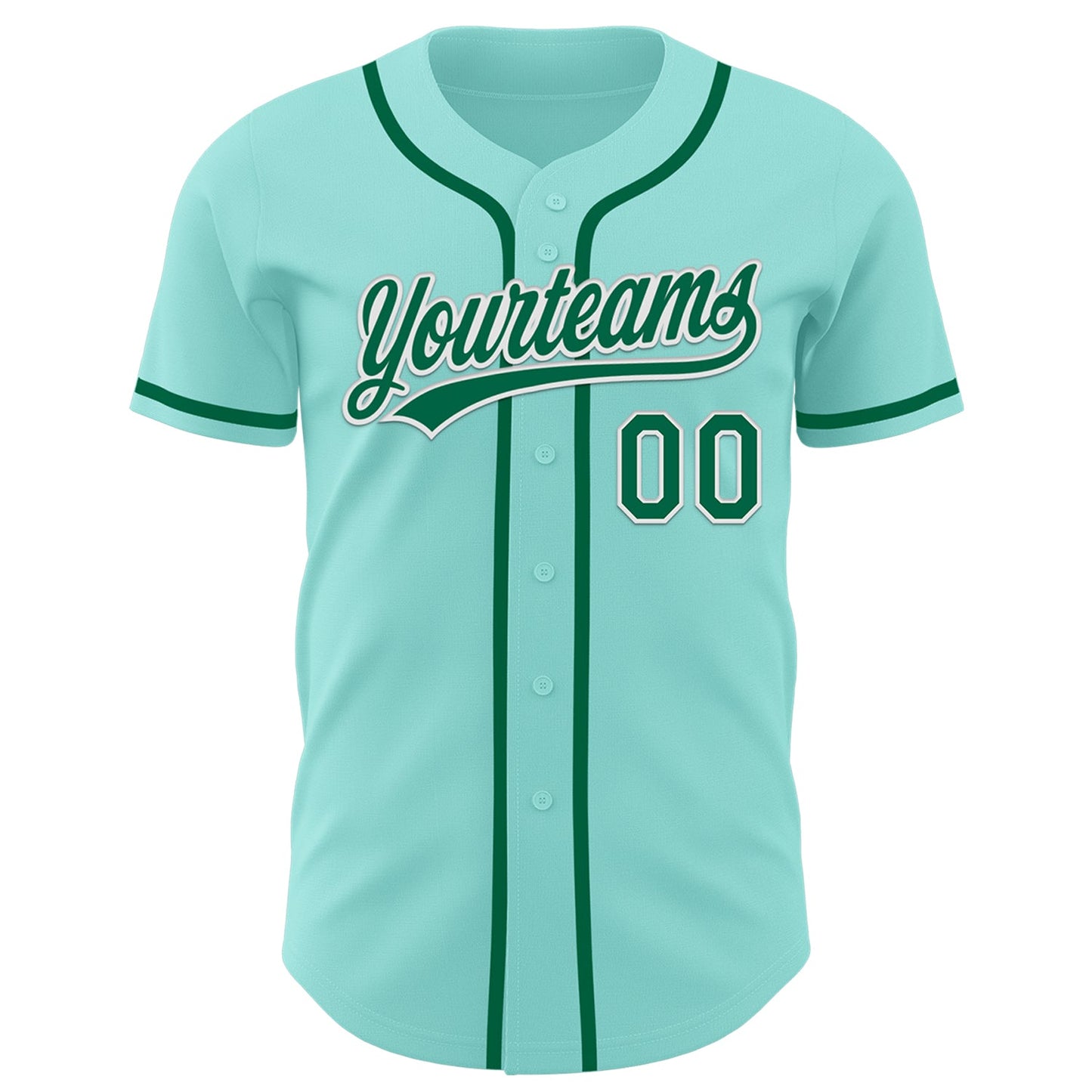 Custom Ice Blue Kelly Green-White Authentic Baseball Jersey - Sky-Custom