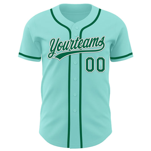 Custom Ice Blue Kelly Green-White Authentic Baseball Jersey - Sky-Custom