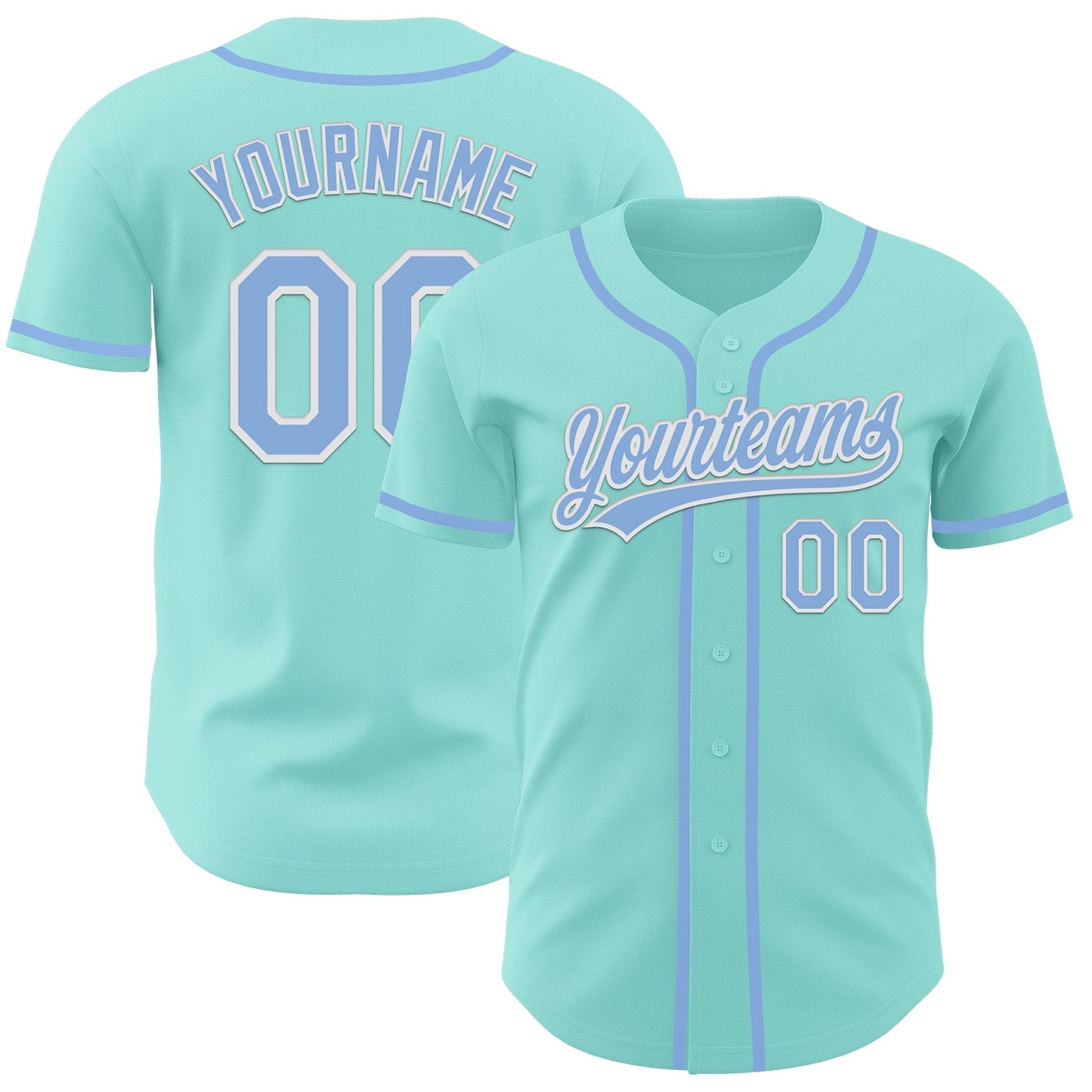 Custom Ice Blue Light Blue-White Authentic Baseball Jersey - Sky-Custom