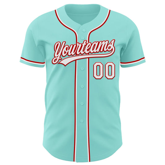 Custom Ice Blue White-Red Authentic Baseball Jersey - Sky-Custom