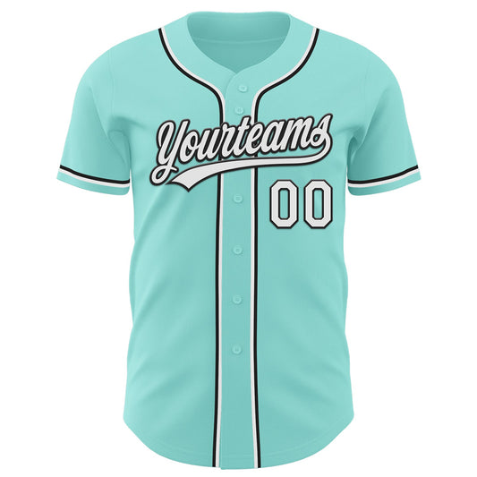 Custom Ice Blue White-Black Authentic Baseball Jersey - Sky-Custom