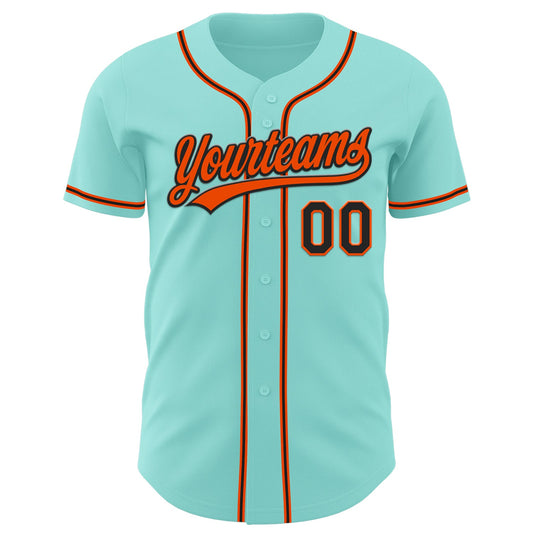 Custom Ice Blue Black-Orange Authentic Baseball Jersey - Sky-Custom