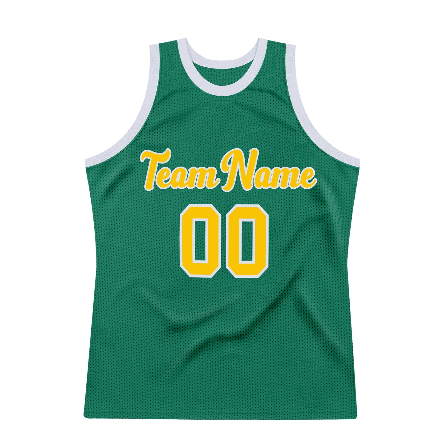Custom Kelly Green Gold-White Authentic Throwback Basketball Jersey - Sky-Custom