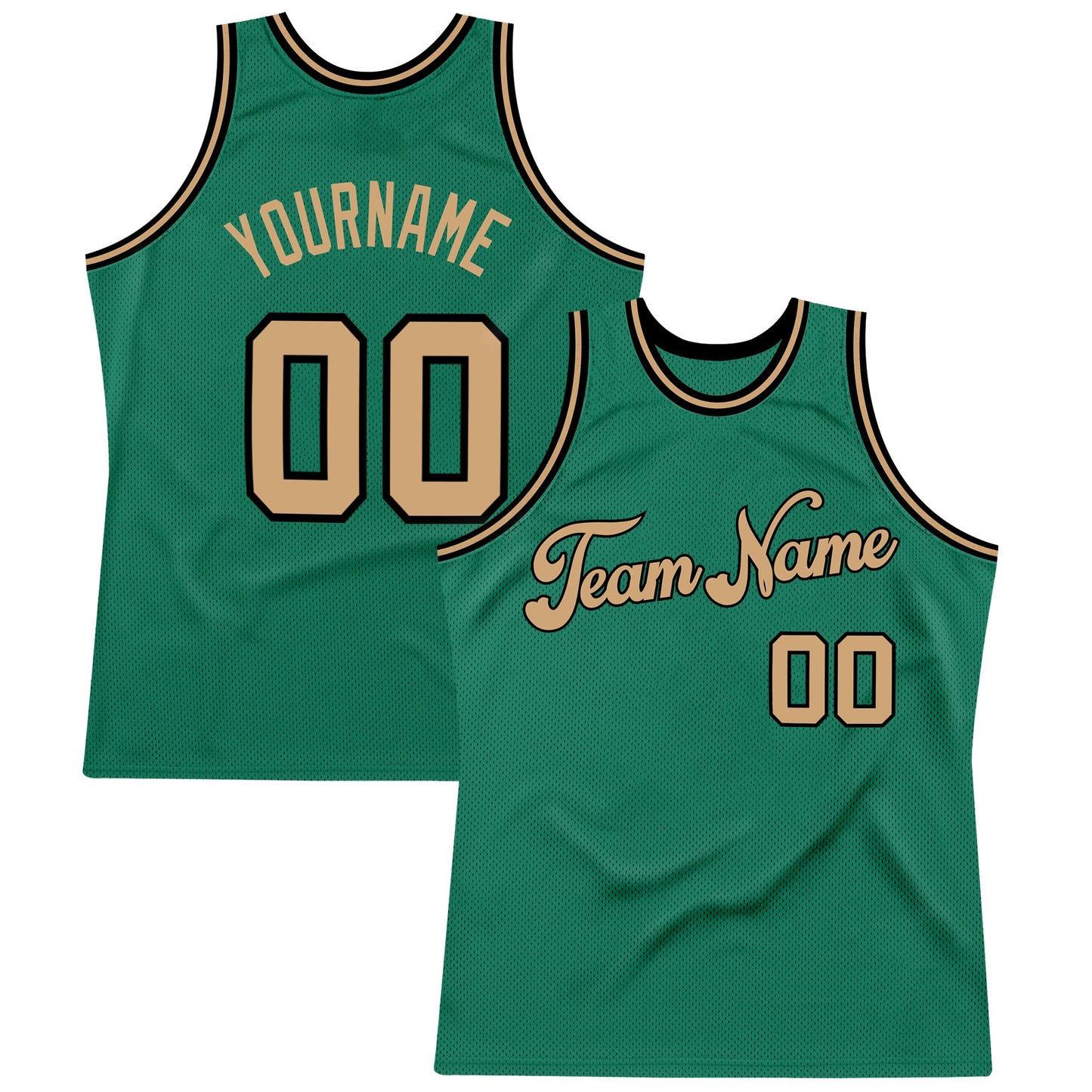 Custom Kelly Green Old Gold-Black Authentic Throwback Basketball Jersey - Sky-Custom