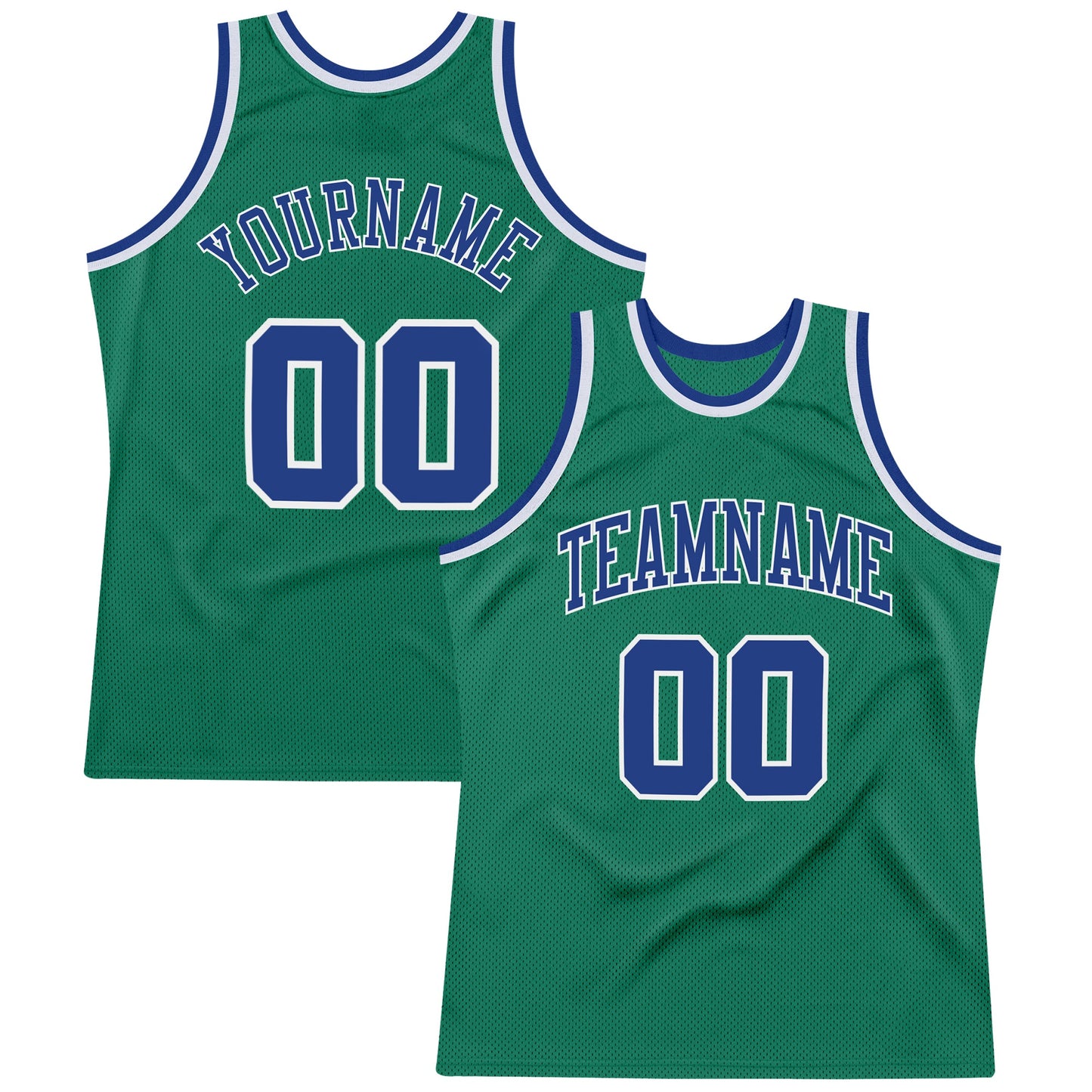 Custom Kelly Green Royal-White Authentic Throwback Basketball Jersey - Sky-Custom