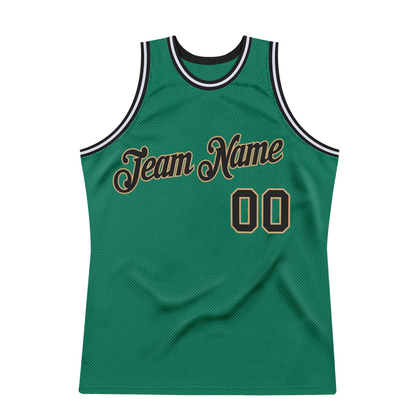 Custom Kelly Green Black-Old Gold Authentic Throwback Basketball Jersey - Sky-Custom