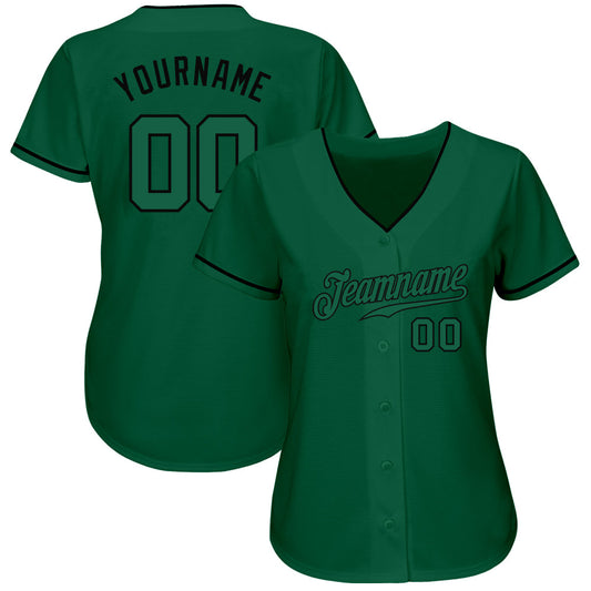 Custom Kelly Green Kelly Green-Black Authentic Baseball Jersey - Sky-Custom