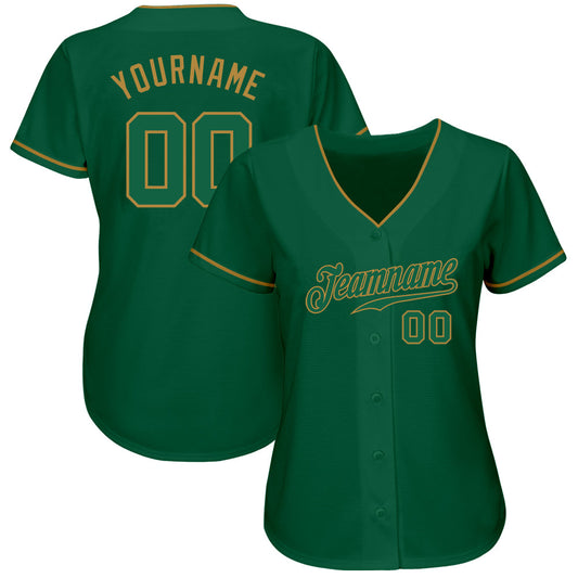 Custom Kelly Green Kelly Green-Old Gold Authentic Baseball Jersey - Sky-Custom