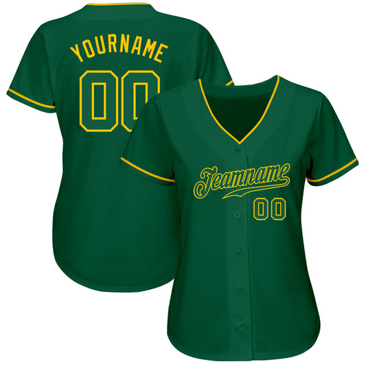 Custom Kelly Green Kelly Green-Gold Authentic Baseball Jersey - Sky-Custom