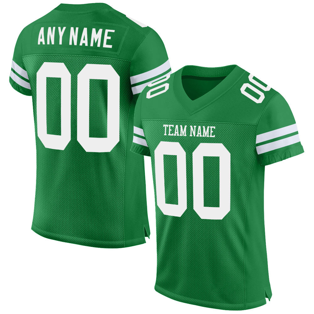 Custom Grass Green White Mesh Authentic Football Jersey - Sky-Custom