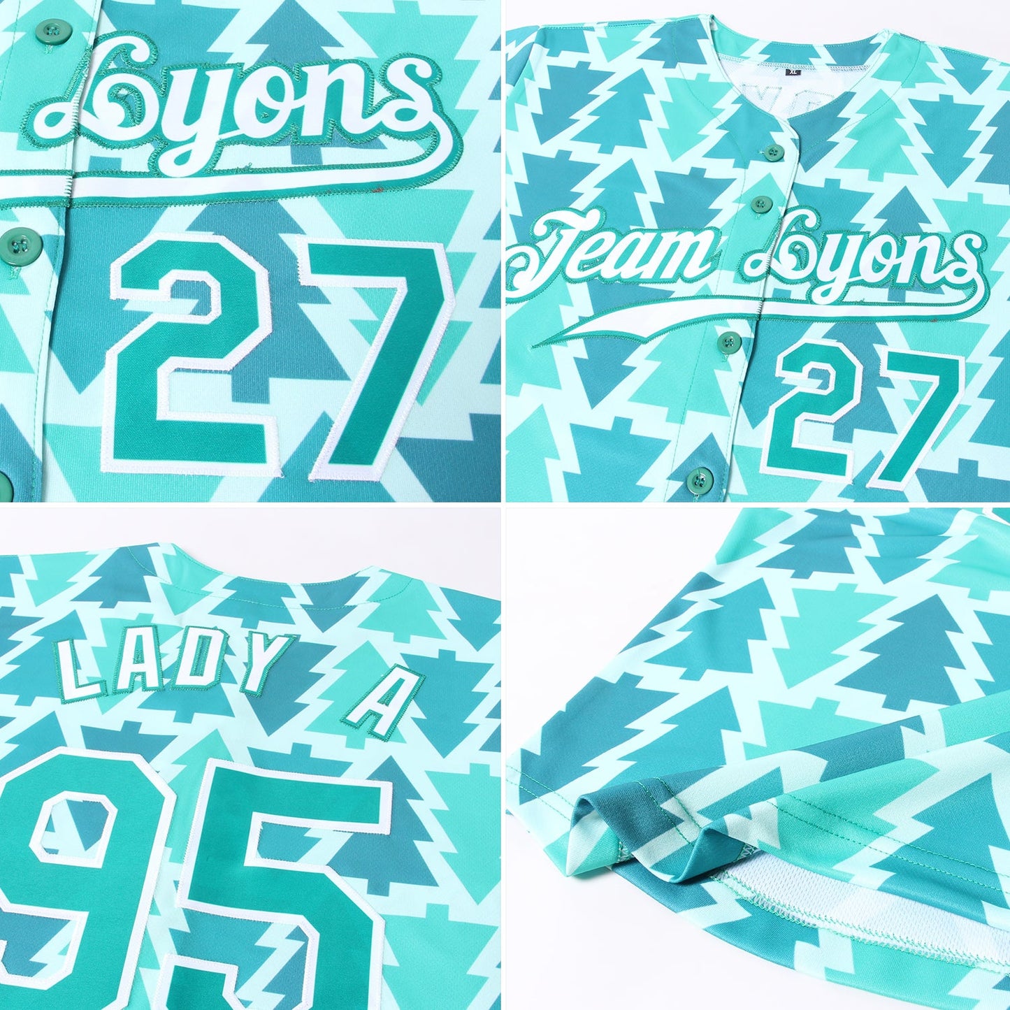 Custom Kelly Green Kelly Green-White Christmas 3D Authentic Baseball Jersey - Sky-Custom