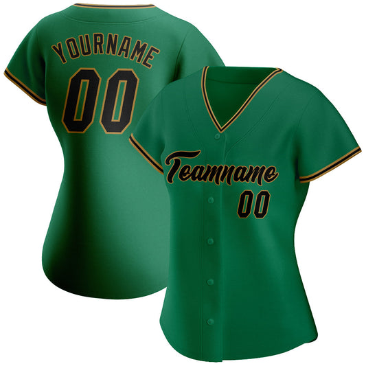 Custom Kelly Green Black-Old Gold Authentic Baseball Jersey - Sky-Custom