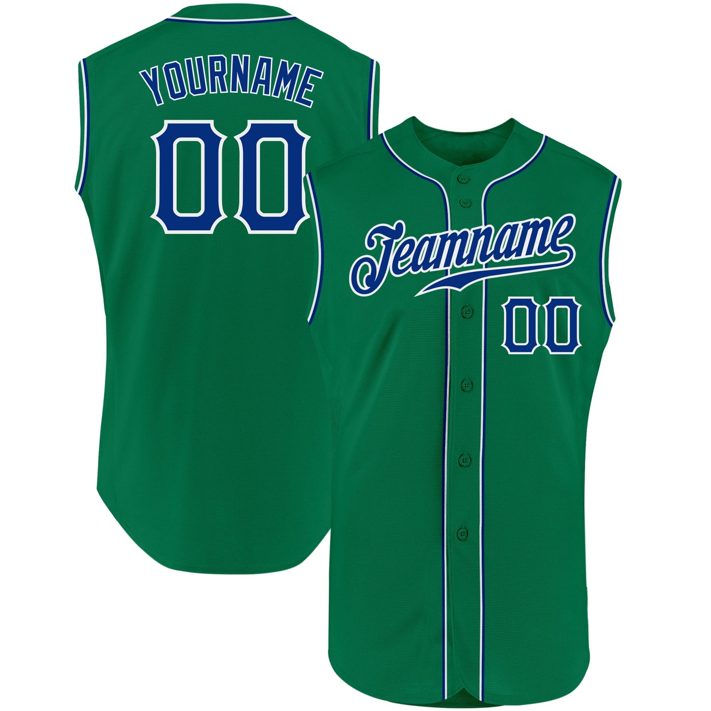 Custom Kelly Green Royal-White Authentic Sleeveless Baseball Jersey - Sky-Custom