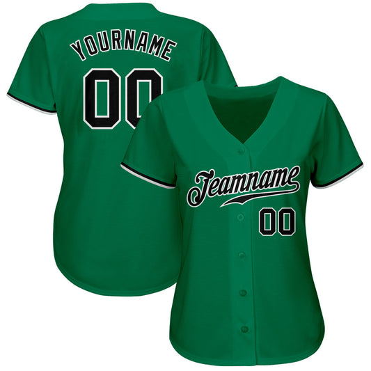 Custom Kelly Green Black-White Authentic Baseball Jersey - Sky-Custom