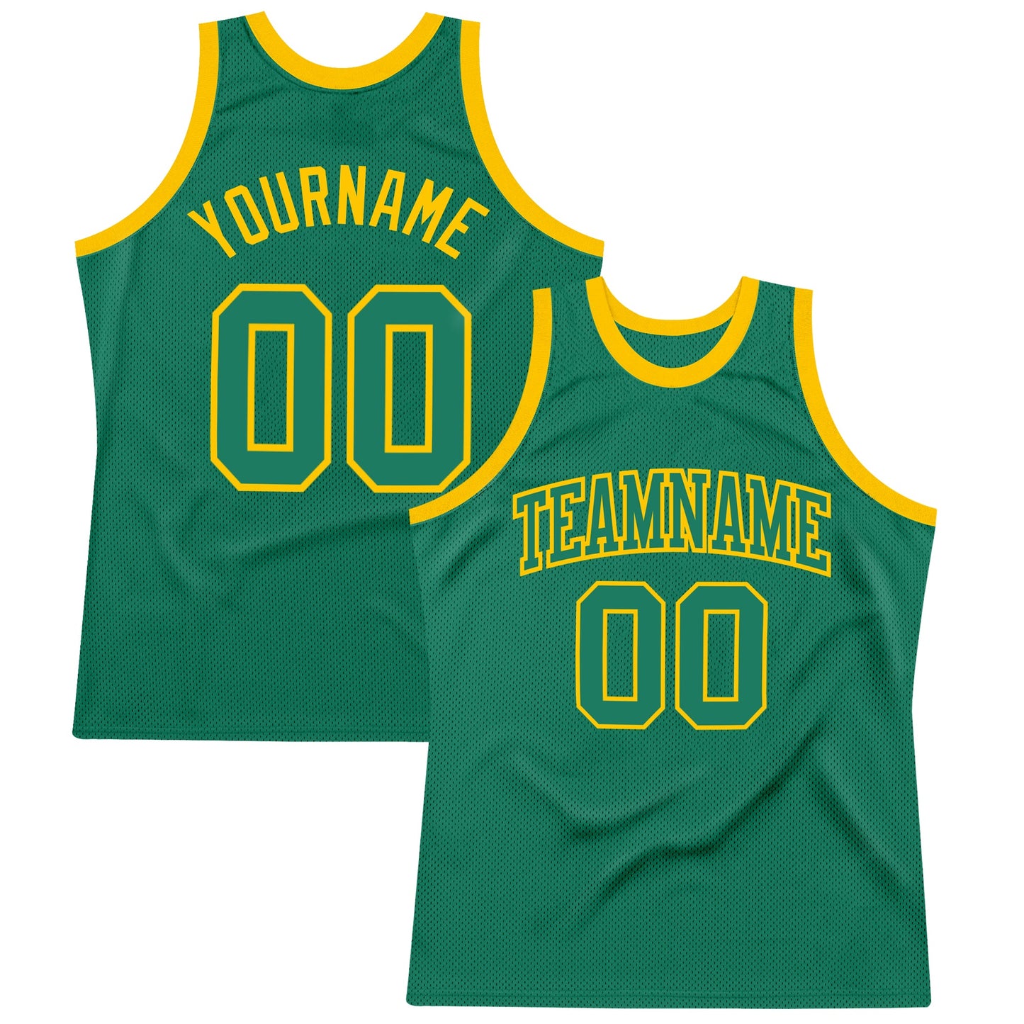 Custom Kelly Green Kelly Green-Gold Authentic Throwback Basketball Jersey - Sky-Custom