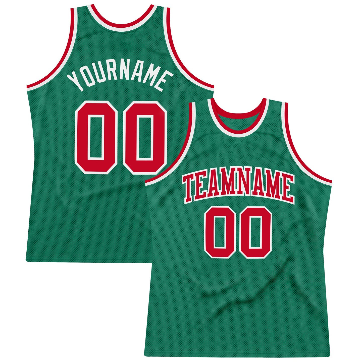 Custom Kelly Green Red-White Authentic Throwback Basketball Jersey - Sky-Custom