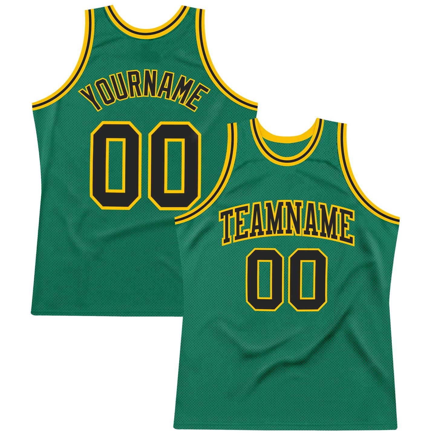Custom Kelly Green Black-Gold Authentic Throwback Basketball Jersey - Sky-Custom