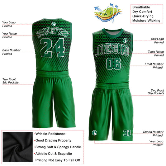 Custom Kelly Green Kelly Green-Black Round Neck Sublimation Basketball Suit Jersey - Sky-Custom