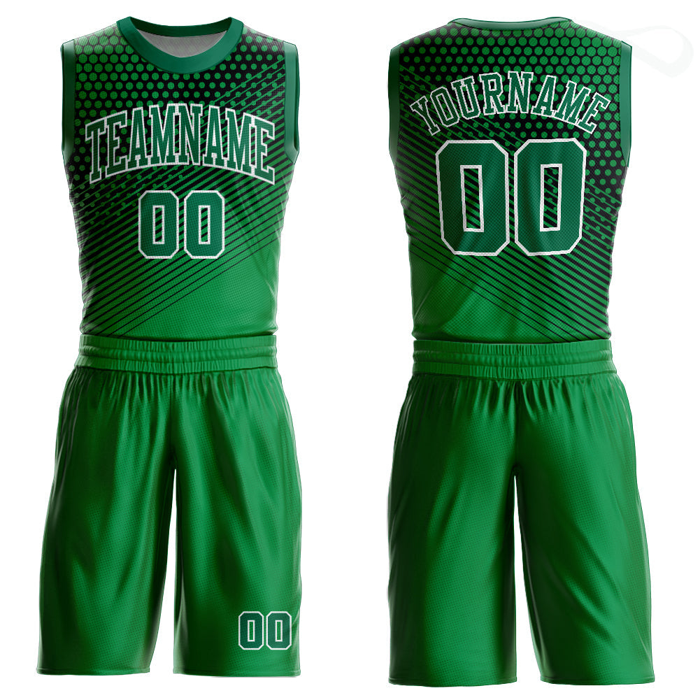 Custom Kelly Green Kelly Green-Black Round Neck Sublimation Basketball Suit Jersey - Sky-Custom