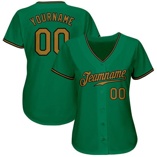 Custom Kelly Green Old Gold-Black Authentic Baseball Jersey - Sky-Custom