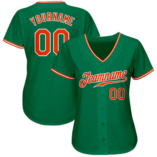 Custom Kelly Green Orange-White Authentic Baseball Jersey - Sky-Custom