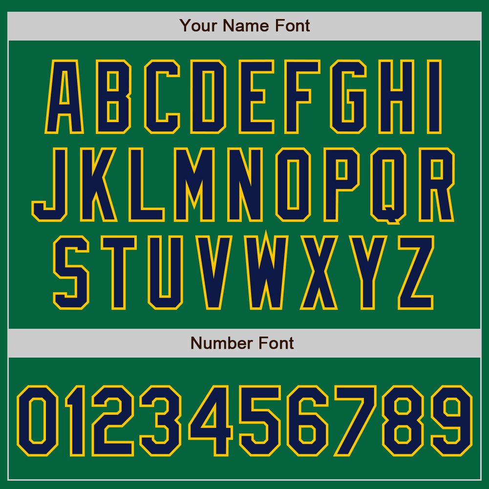 Custom Kelly Green Navy-Gold Authentic Baseball Jersey - Sky-Custom