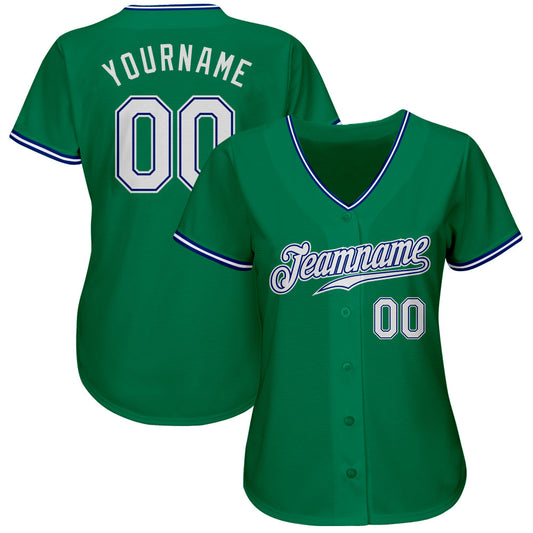 Custom Kelly Green White-Royal Authentic Baseball Jersey - Sky-Custom