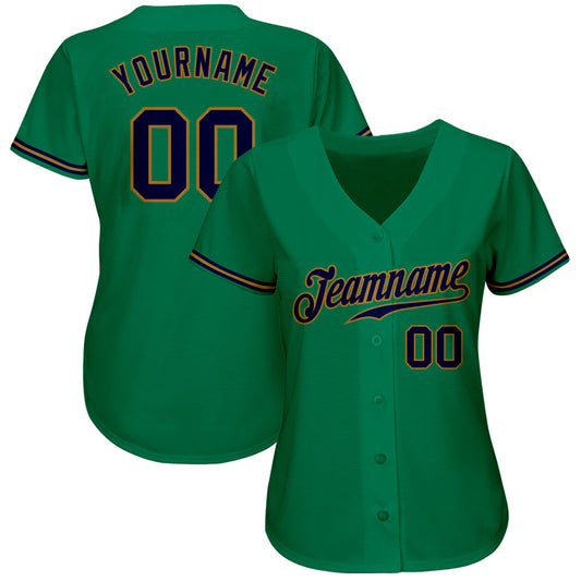 Custom Kelly Green Navy-Old Gold Authentic Baseball Jersey - Sky-Custom